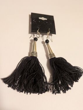 Black Tassel Drop Earrings - Stylish Women's Jewelry